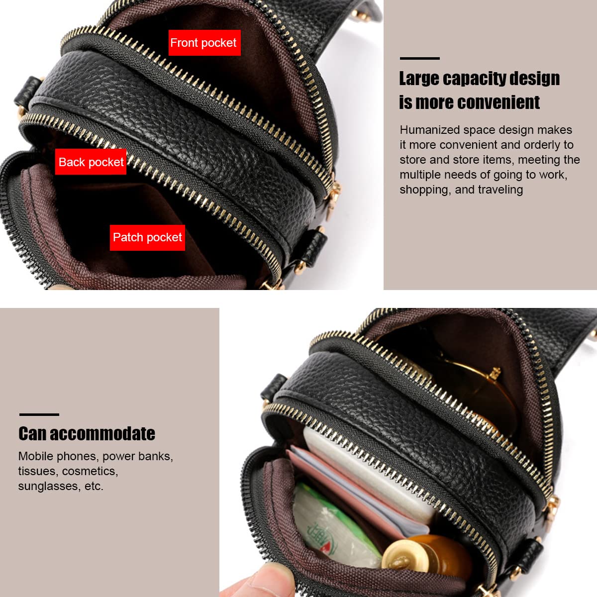 PALAY Small Crossbody Phone Bag for Women PU Leather Shoulder Bag, Classic Solid Color Women Purse Cross Body Bag, Practical Multi-Layer Zipper Pouch PALAY Small Crossbody Phone Bag for Women PU Leather Shoulder Bag, Classic Solid Color Women Purse Cross Body Bag, Practical Multi-Layer Zipper Pouch
